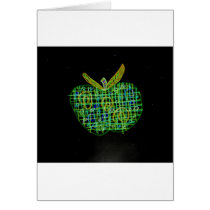 plaid apple on black greeting cards