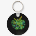plaid apple on black keychain