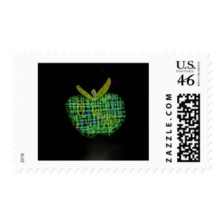 plaid apple on black stamp