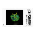 plaid apple on black postage by FlashAllen plaid apple on black postage
