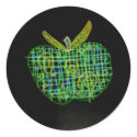 plaid apple on black sticker