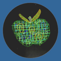 plaid apple on black stickers