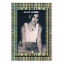 Plaid Aqua Blue Sweet 16 Birthday Photo Cards business cards