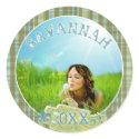 Plaid Baby Boy Photo Stickers by samack Plaid Baby Boy Photo Stickers