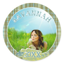 Plaid Baby Boy Photo Stickers by samack Plaid Baby Boy Photo Stickers