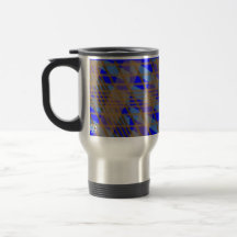 Plaid Brown Blue Stripe Travel Mug
