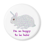Plaid Bunny, I'm so hoppy to be here, magnets magnet