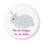 Plaid Bunny,  I'm so hoppy to be here, magnets magnets
