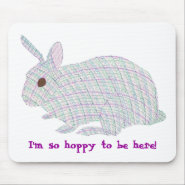 Plaid Bunny, I'm so hoppy to be here, mousepads mousepad