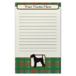 Plaid Christmas Airedale Terrier Stationery