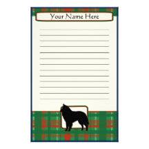 Plaid Christmas Belgian Sheepdog Stationery