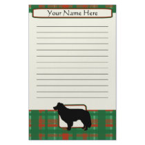 Plaid Christmas Border Collie Stationery