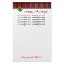 Plaid Christmas Personal Stationery Red by BestCards Plaid Christmas Personal Stationery Red