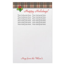 Plaid Christmas Personal Stationery Red