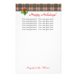 Plaid Christmas Personal Stationery Red