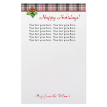 Plaid Christmas Personal Stationery Red Gray by BestCards Plaid Christmas Personal Stationery Red Gray