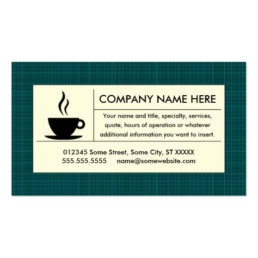 plaid coffee business cards (front side)