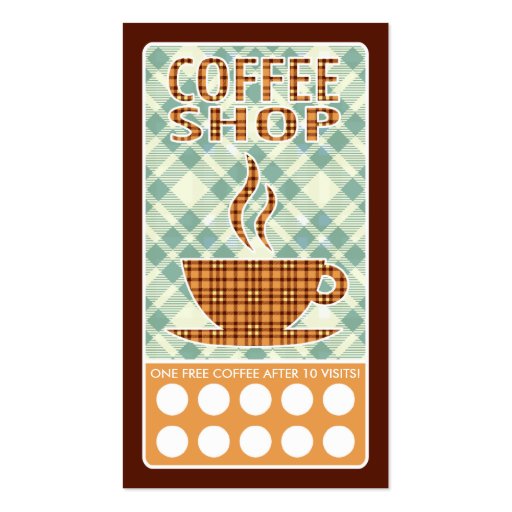 plaid coffee shop business cards