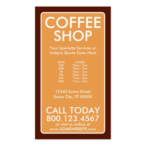 plaid coffee shop business cards (back side)