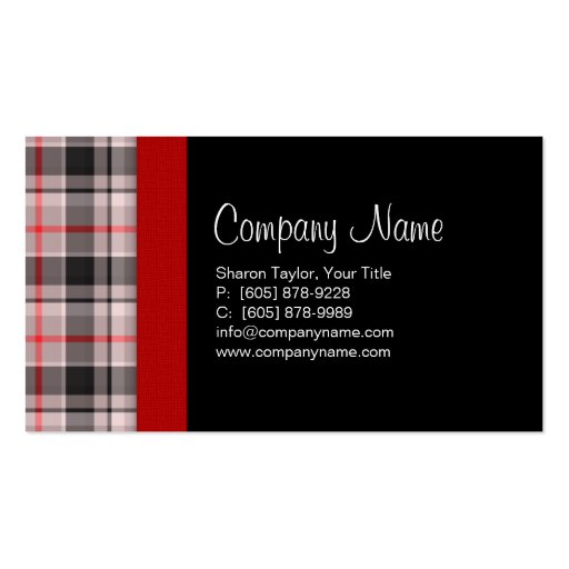Plaid Fabric Business Card Gray (front side)
