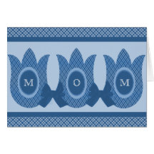 Plaid Flowers Mother's Day Card, Blue