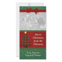 "Plaid Folk Art Christmas Tree" photo cards