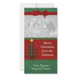 "Plaid Folk Art Christmas Tree" Customized Photo Card
