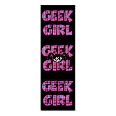 Plaid Geek Girl Design Bookmark Business Card Template by geekme