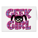 Plaid Geek Girl with Graphic Greeting Card