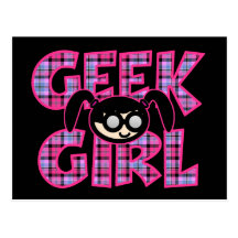 Plaid Geek Girl with Graphic Postcard