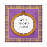 Plaid Halloween Pumpkin Custom Photo Magnet
