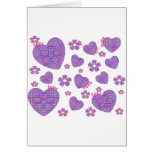 Plaid Heart & Floral Love Greeting Cards