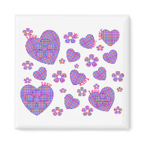 Plaid Heart & Floral Love magnets by dollface766 Plaid Heart & Floral Love magnets