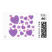 Plaid Heart & Floral Love postage by dollface766 Plaid Heart & Floral Love postage
