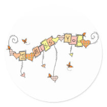 Plaid Hearts & Butterflies, I Miss You stickers