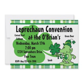 Plaid Leprechaun Custom Invitations 