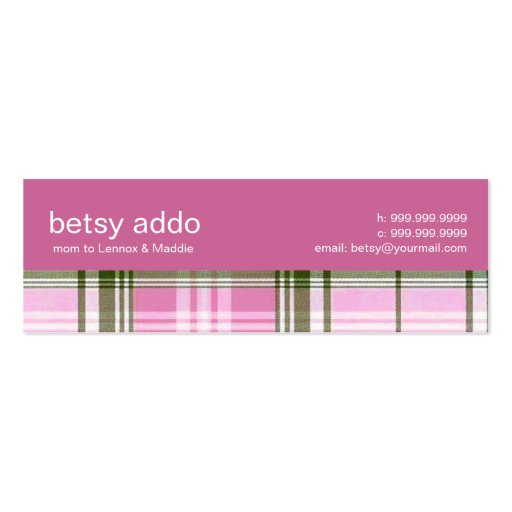 Plaid Mommy Calling Card Business Card Template
