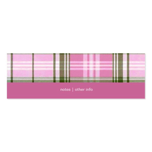 Plaid Mommy Calling Card Business Card Template (back side)