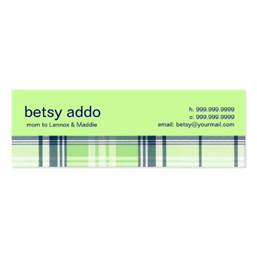 Plaid Mommy Calling Card Business Cards