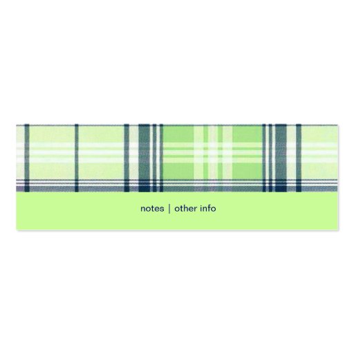 Plaid Mommy Calling Card Business Cards (back side)