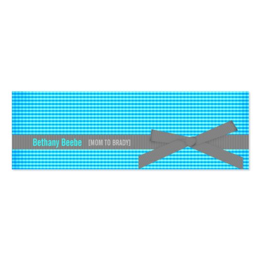 Plaid Mommy Calling Cards (Teal) Business Card Template (front side)