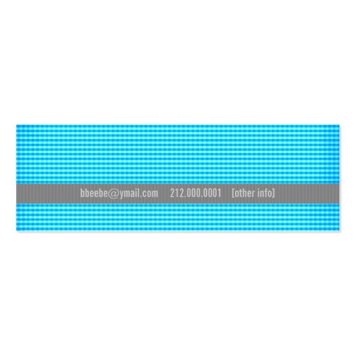 Plaid Mommy Calling Cards (Teal) Business Card Template (back side)