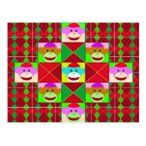 Plaid monkeys. post card