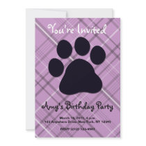 Plaid Paw Print Personalized Invites