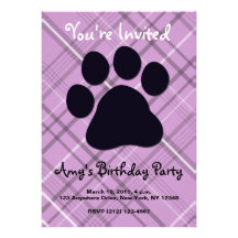 Plaid Paw Print Personalized Invites