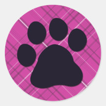 Plaid Paw Print Stickers