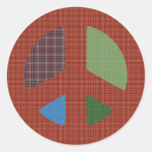Plaid Peace Symbol Round Stickers