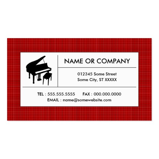 plaid piano business cards
