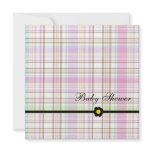 Plaid Pink-Baby Shower Girl Personalized Announcements