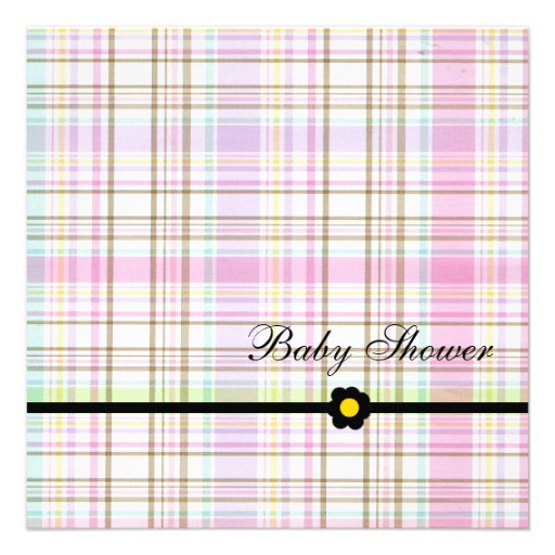 Plaid Pink-Baby Shower Girl Personalized Announcements